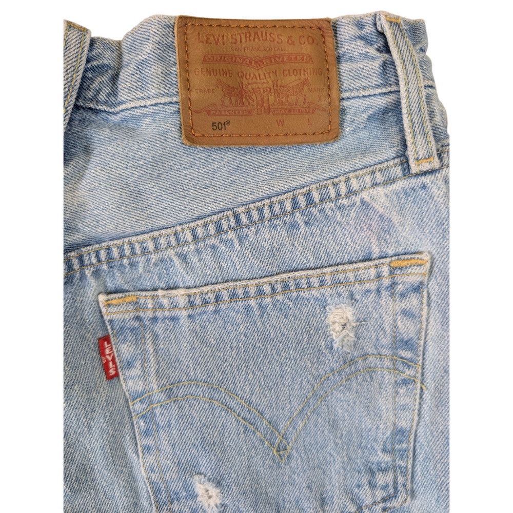 Levi's Womens 501 Original High Rise Light Wash Distressed Denim Shorts Size 24